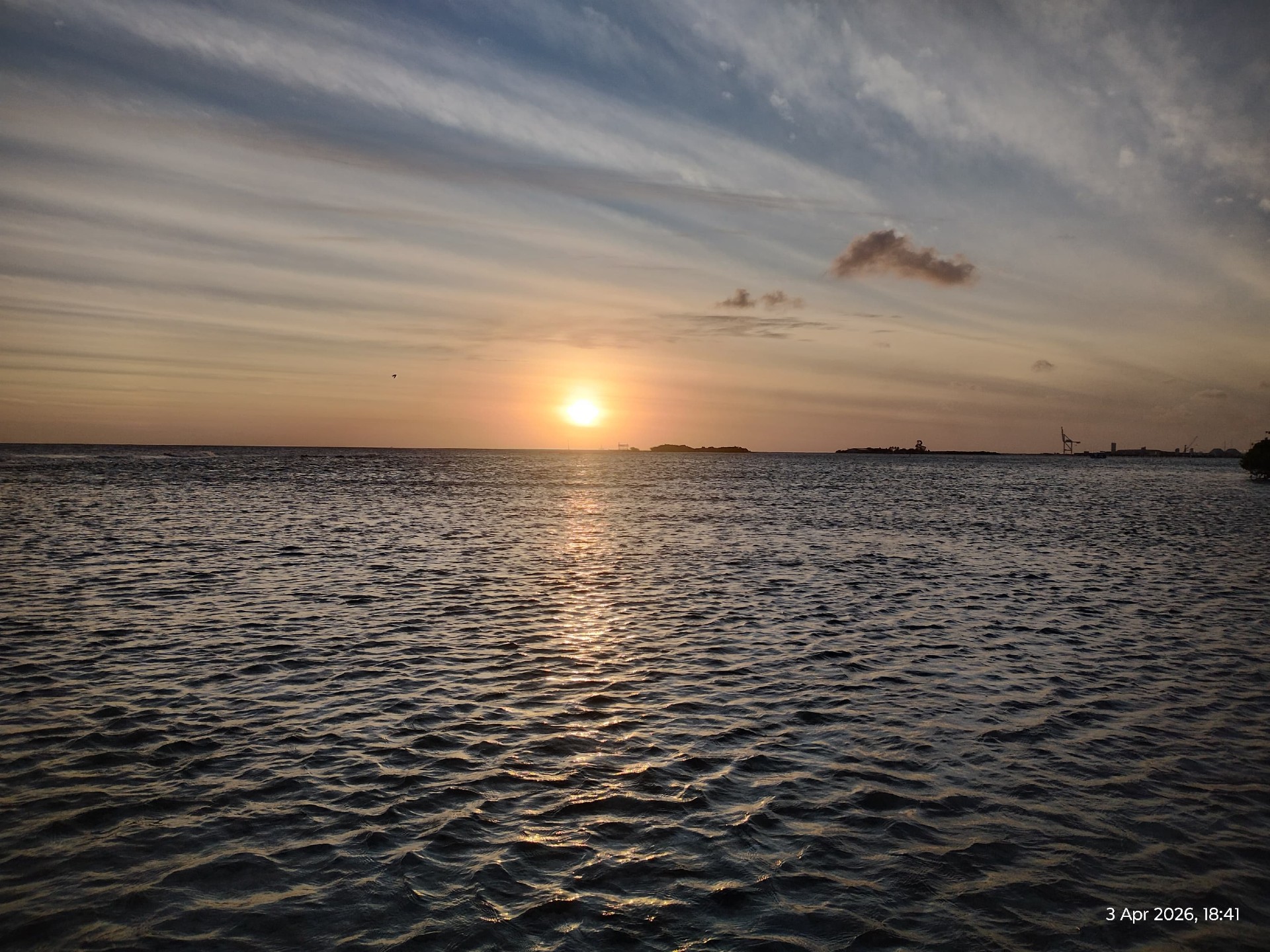 Sunset over the Caribbean from Aruba's shoreline